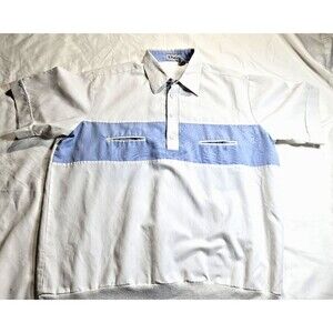 Vintage 80'S D'Avila Short Sleeve White & Blue Shirt Made in USA Men's Large
